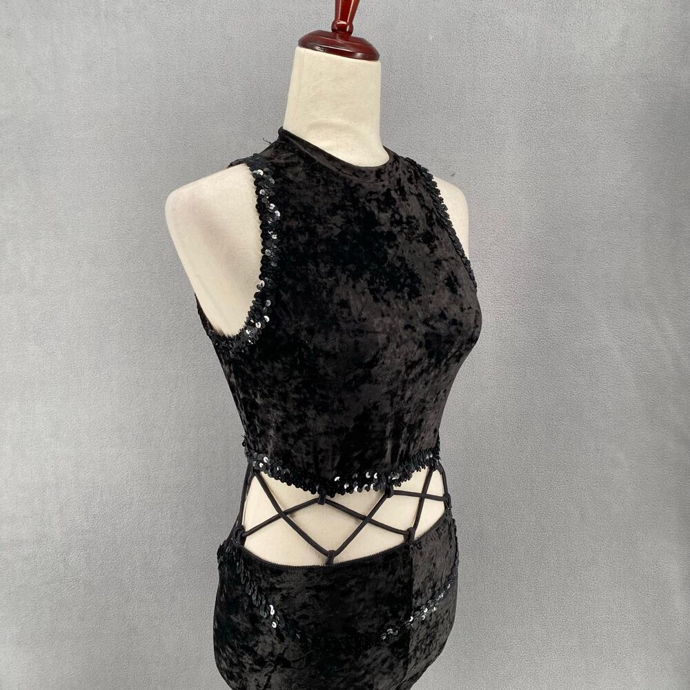 Curtain Call Costumes Velvet Romper Dance Womens Large Black - Picture 6 of 16